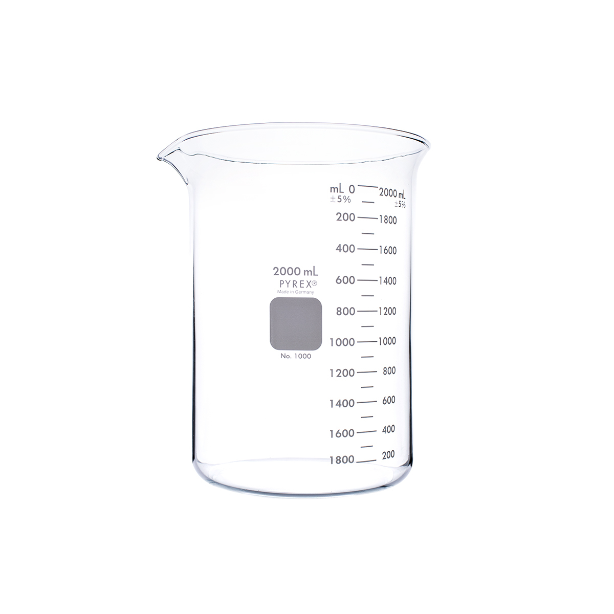 PYREX Griffin Borosilicate Glass Beaker - Low Form Graduated Measuring  Beaker with Spout – Premium Scientific Glassware for Laboratories,  Classrooms or Home Use - PYREX Chemistry Glassware, 2L, 2/Pk