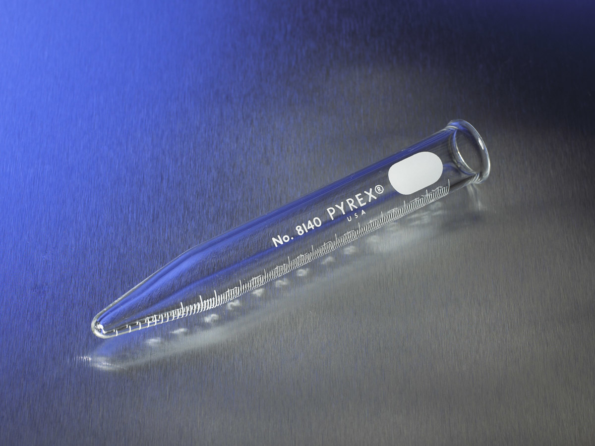 PYREX® 12 mL Heavy Duty Conical Centrifuge Tube with White Graduations, Beaded Rim