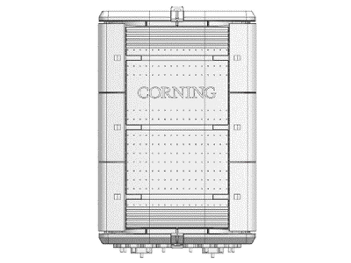 Point de distribution d'extrémité de taille 2 pour un câble express et jusqu'à 12 câbles de dérivation, pré-équipé de 30 chemins de câbles haute densité pour 720 épissures, pour fibre à faible rayon de perte de courbure.