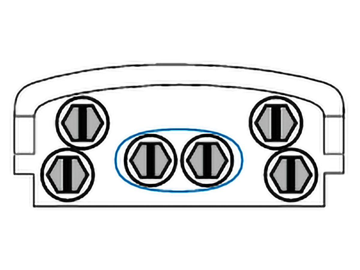 Size 1 End Distribution Point with one express cable and 4 branch cables. Equipped with a 7 slots ramp organizer
