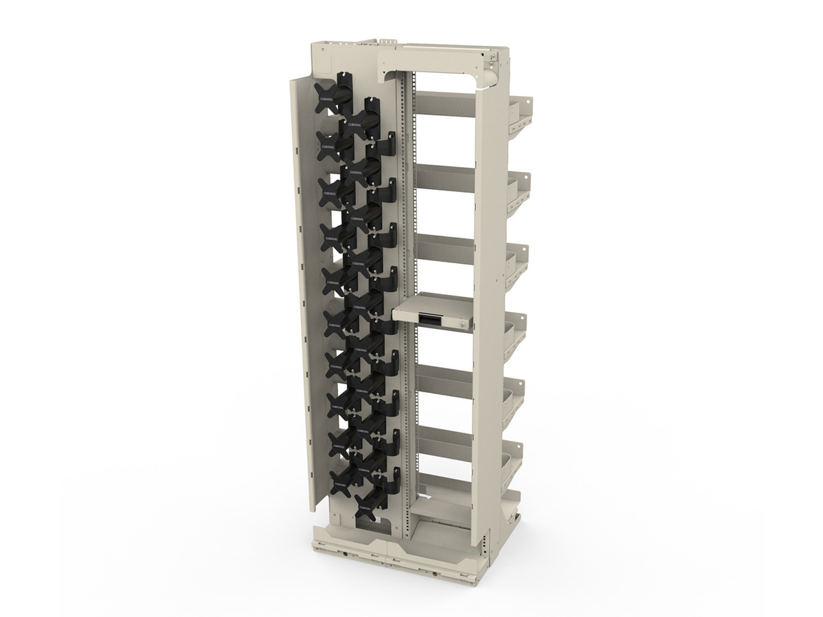 Rear cable access frame with left side jumper routing and walls