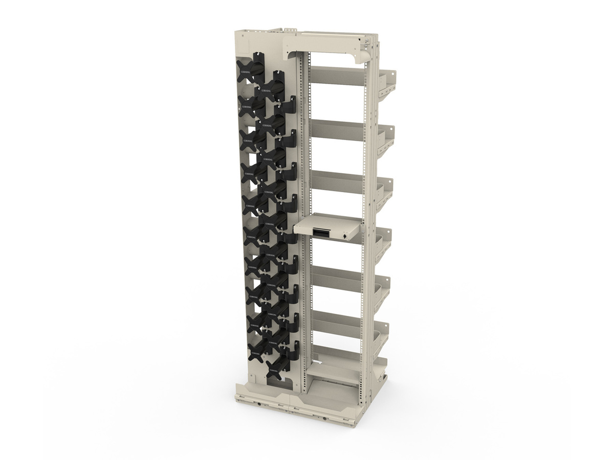 Rear cable access frame with left side jumper routing and no walls