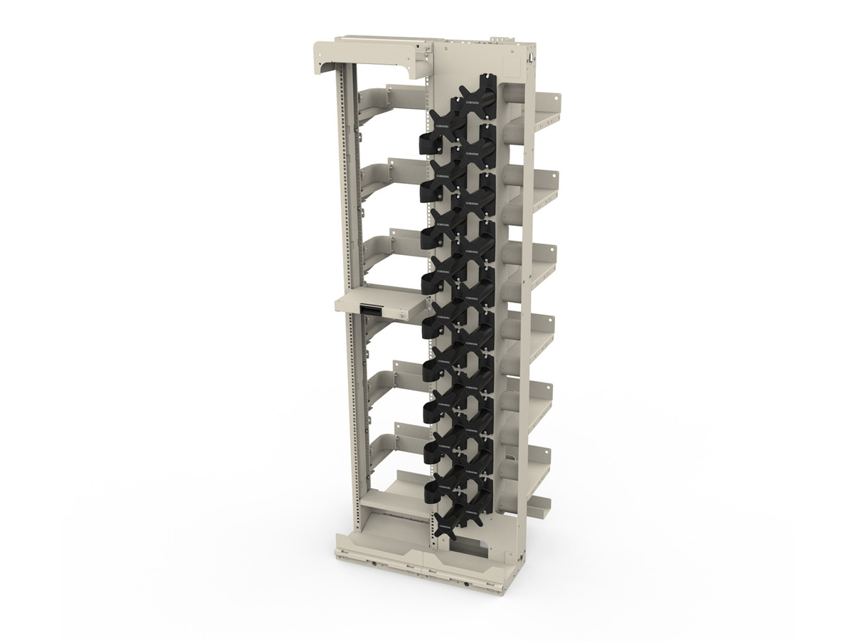 Rear cable access frame with right side jumper routing and no walls
