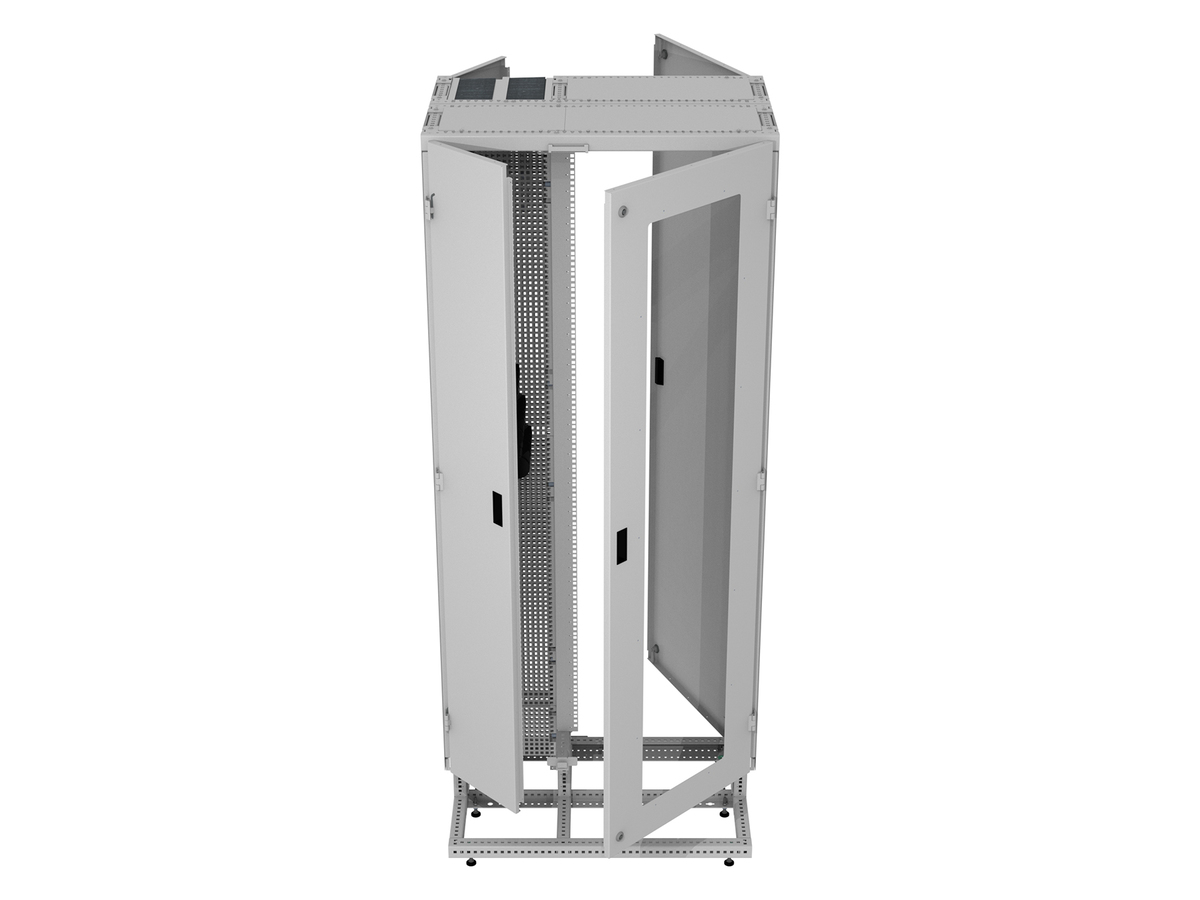 Single Cabinet H2200 x W900 x D600, right cable entry, with side walls, door with acrylic glass window, no bottom channel, assembled