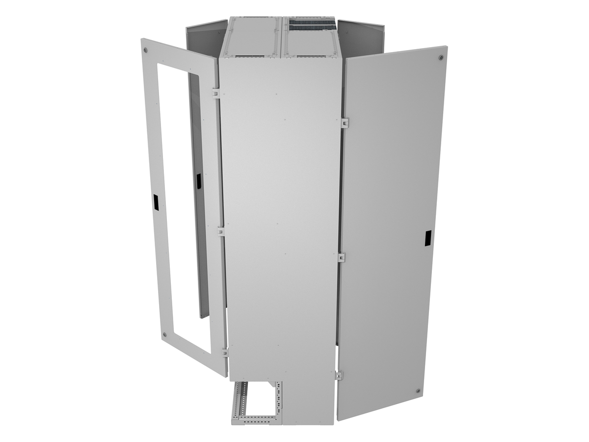 Single Cabinet H2200 x W900 x D600, right cable entry, with side walls, door with acrylic glass window, no bottom channel, assembled