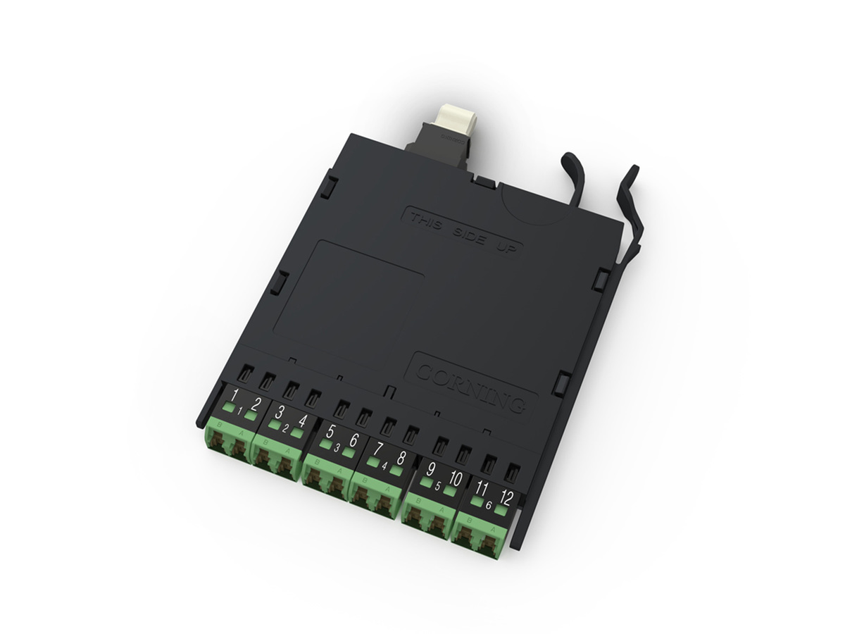 12F, Bend-improved Single-mode (OS2), Shuttered LC APC Duplex to MTP® pinned SM