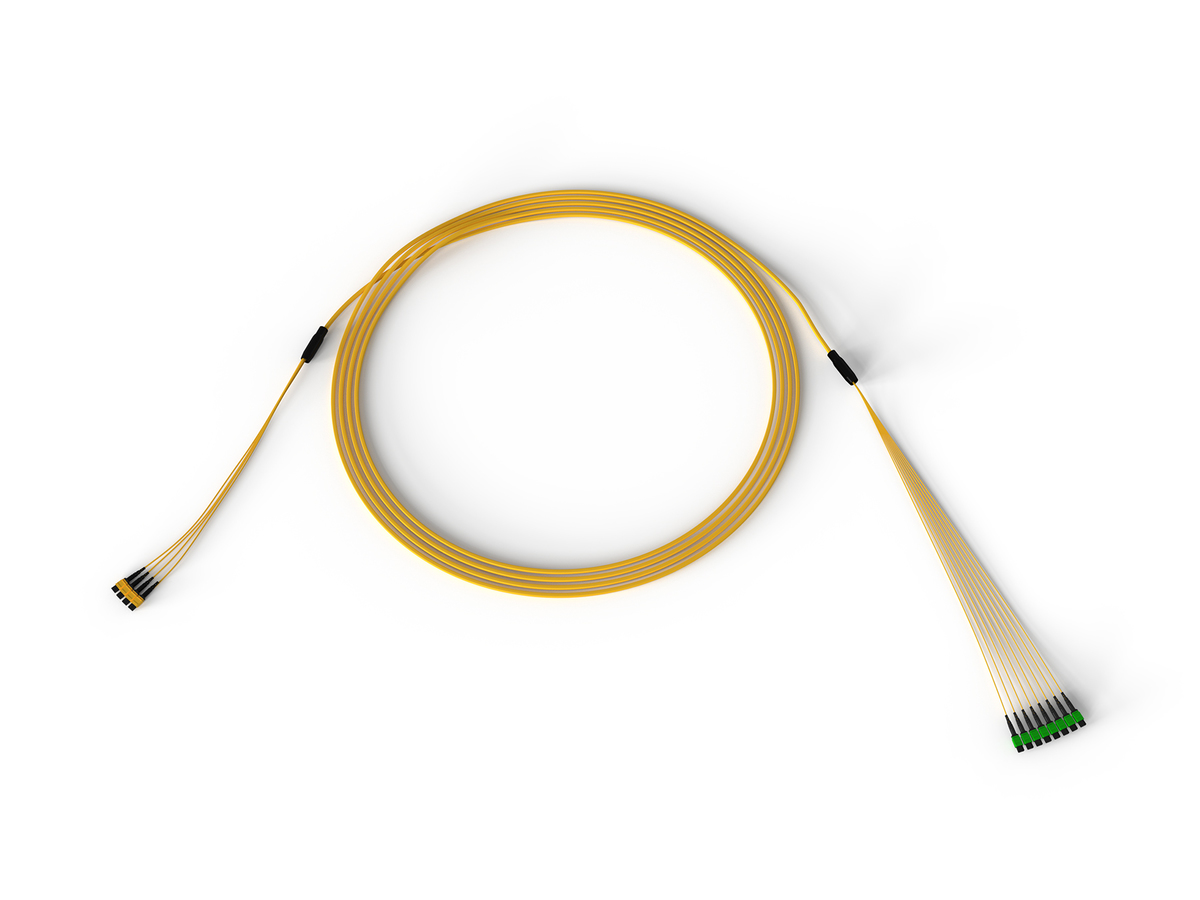 96F 24F MTP to 12F MTP Hybrid Trunk Cable Plenum, indoor , Single-mode (OS2), Pulling grip on one end, 100 feet