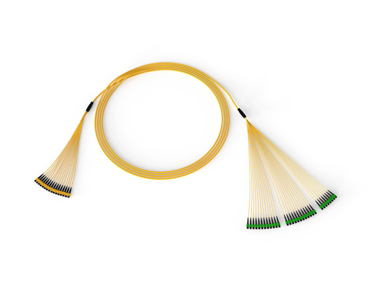 384F, 24F MTP to 12F MTP Trunk Cable, LSZH, Indoor, Single-mode (OS2) Ultra, Pulling grip on one end, 100 meters