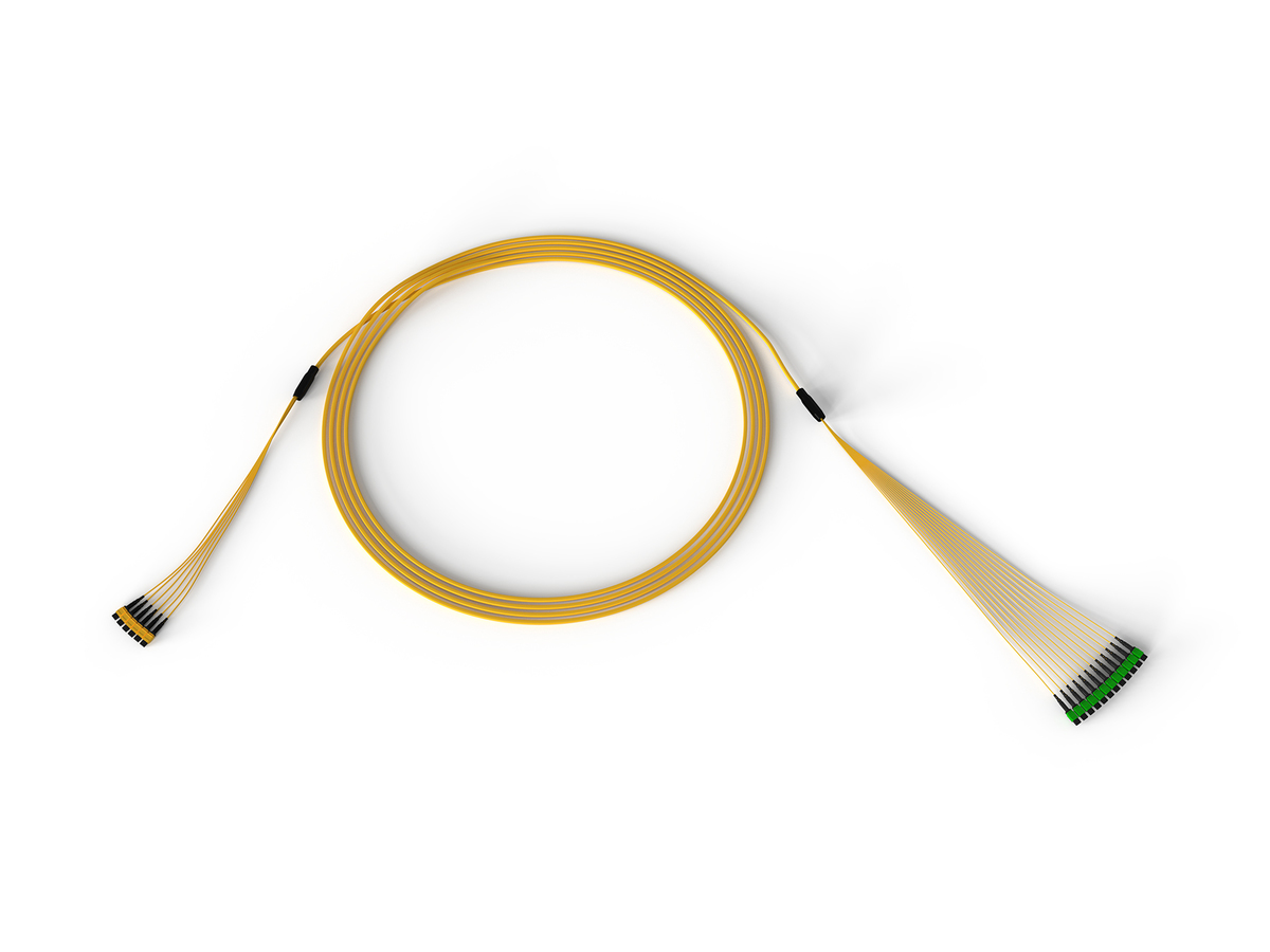 144F 24F MTP to 12F MTP Hybrid Trunk Cable, Plenum, indoor , Single-mode (OS2), Pulling grip on one end, 100 feet