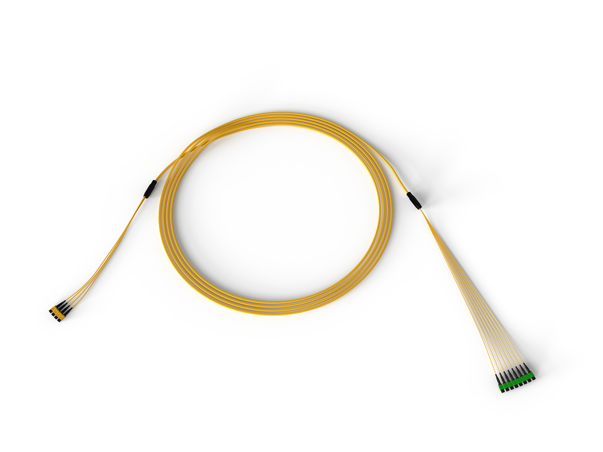 96F, 24F MTP to 12F MTP Trunk Cable, LSZH, Indoor, Single-mode (OS2) Ultra, Pulling grip on one end, 100 meters