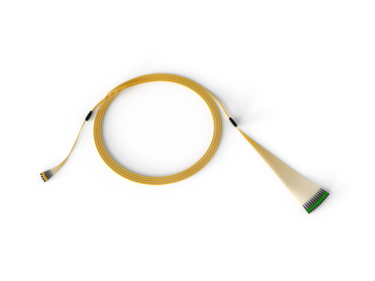96F, 24F MTP to 8F MTP Hybrid Trunk Cable, Plenum, indoor, Single-mode (OS2) Ultra, Pulling grip on one end, 100 feet