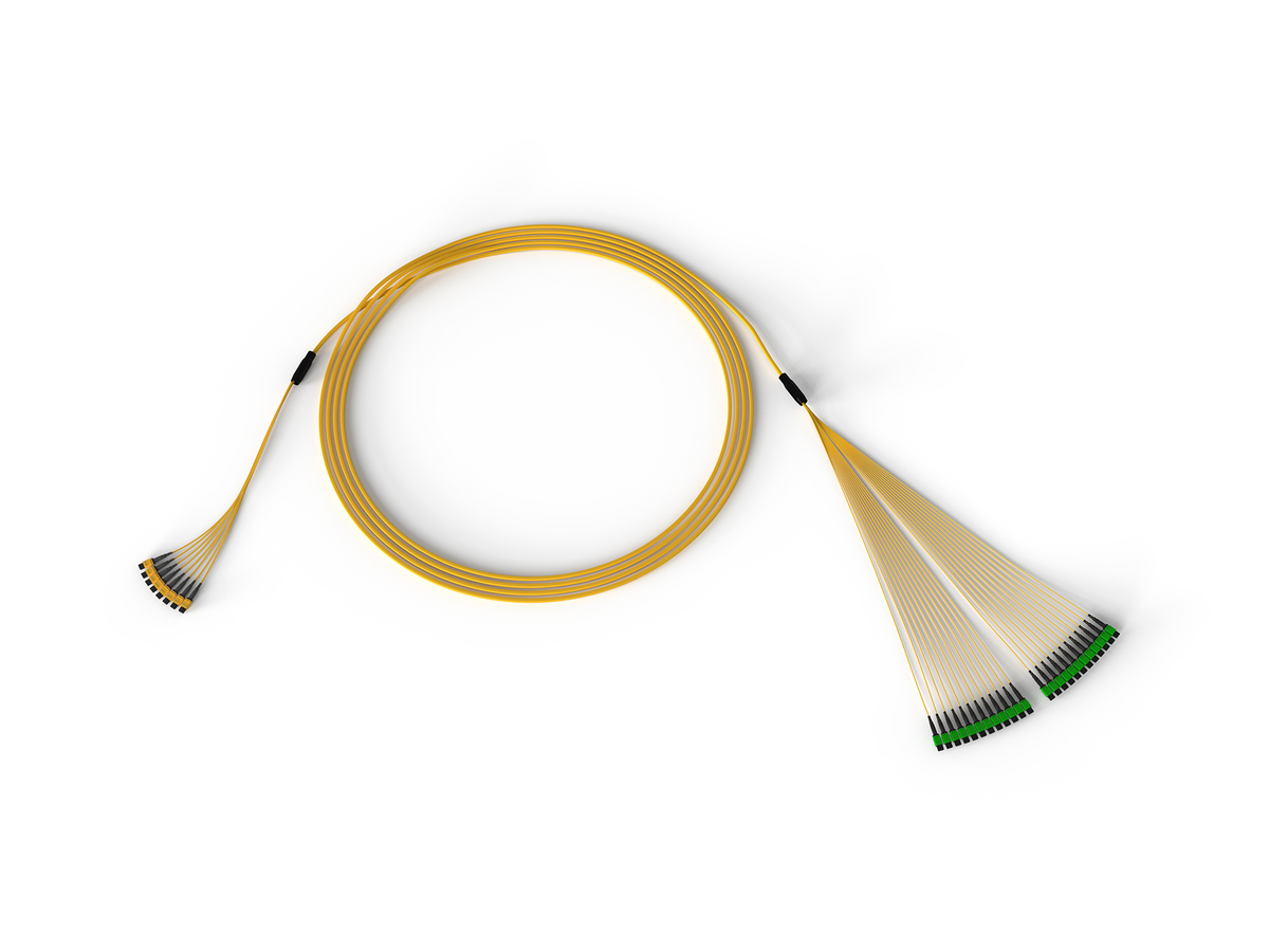 192F, 24F MTP to 8F MTP Hybrid Trunk Cable, Plenum, indoor, Single-mode (OS2) Ultra, Pulling grip on one end, 100 feet