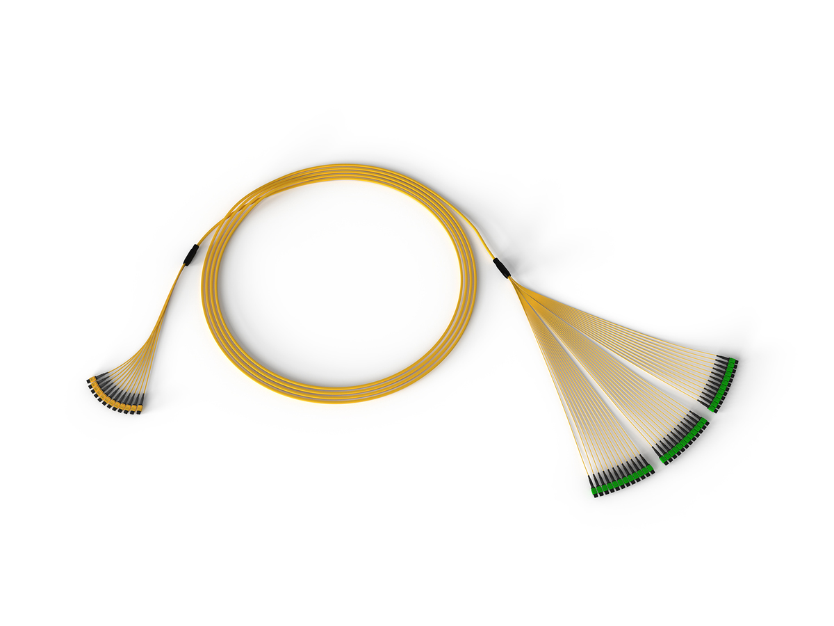 288F, 24F MTP to 8F MTP Hybrid Trunk Cable, LSZH, indoor, Single-mode (OS2) Ultra, Pulling grip on one end, 100 meters