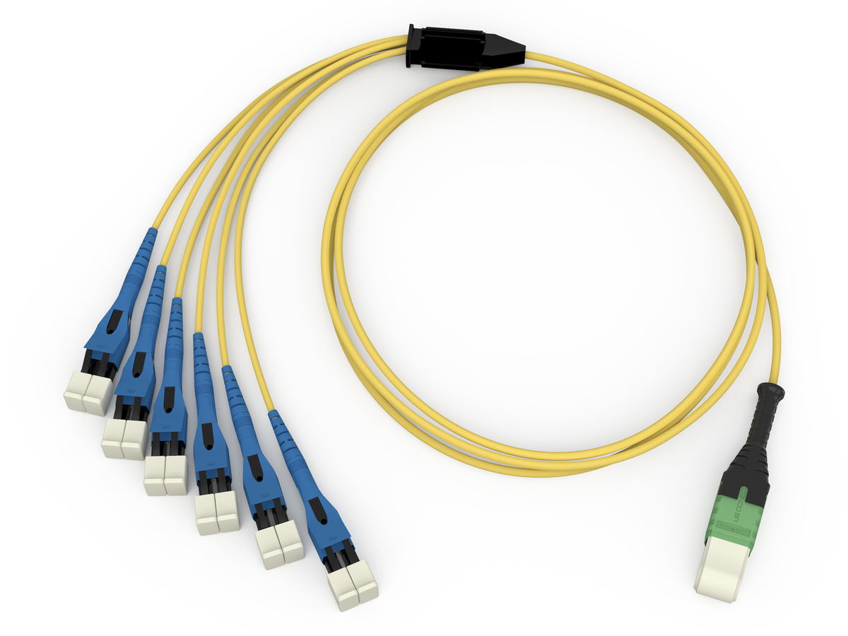 12 F, MTP® PRO to 6 LC Duplex Uniboot Connectors, Cisco Nexus Stagger 3, 1.65 m
