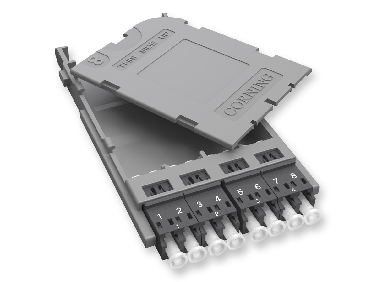 with 4 keyed, non-shuttered, slate, LC adapters