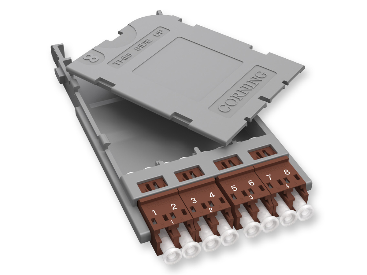 with 4 keyed, non-shuttered, brown, LC adapters