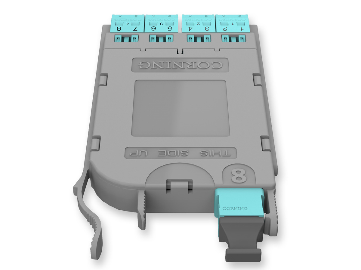 8F, LC Duplex to 10 ft Plenum Interconnect MTP® (pinned), 50 µm multimode (OM4), Type B, Universal Polarity