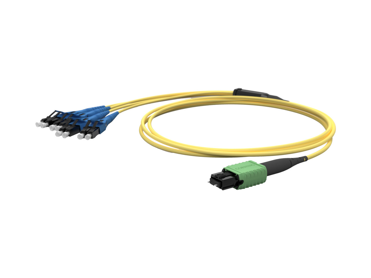 8-fasrig, Biege-optimierte Singlemode Faser (OS2), MTP®PRO (mit Pins), LSZH, TIA-568 Type-B Polarität, mit 900 mm Peitschen, 3 m