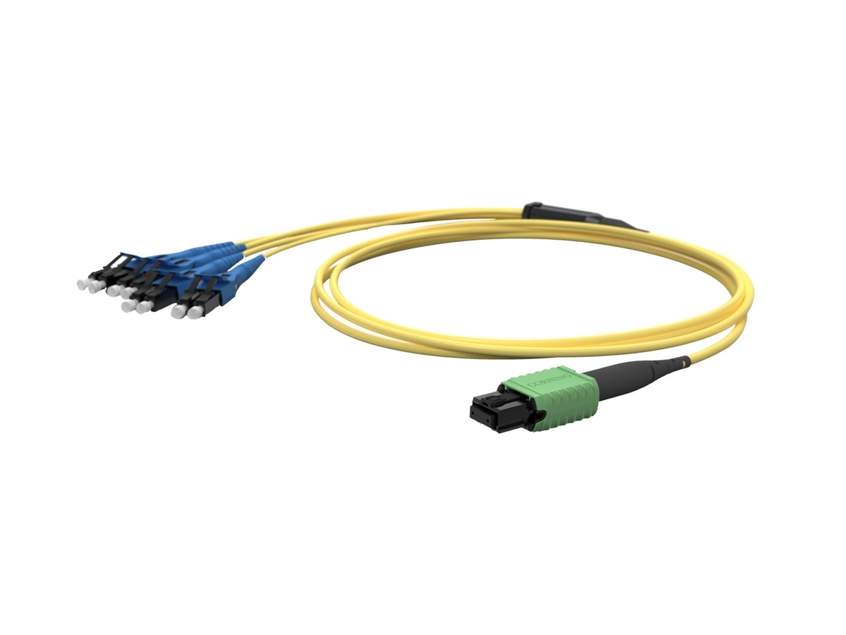 8F, Bend-improved Single-mode (OS2), MTP® PRO (non-pinned), Plenum, TIA-568 Type-B polarity, with 24 in legs, 10 ft