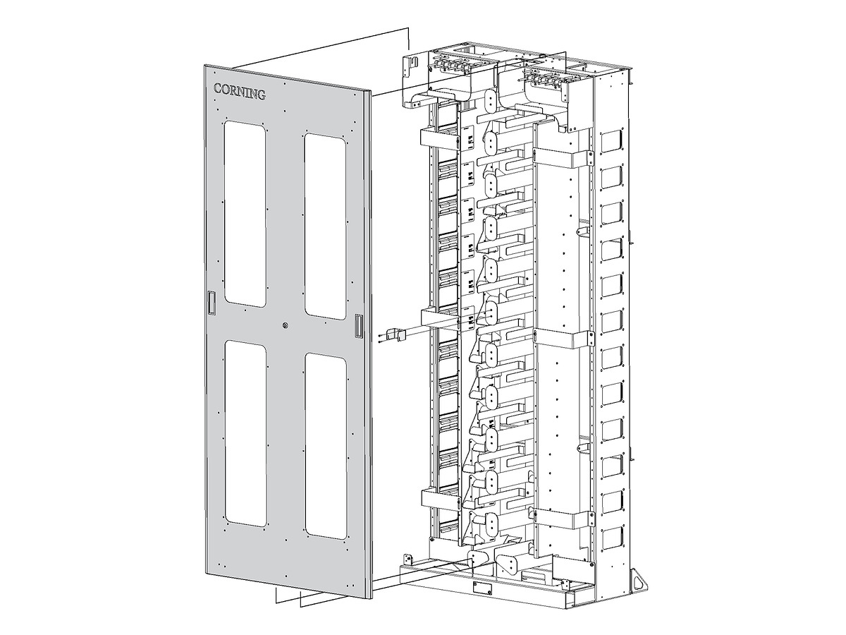 Inter-Bay Dual Storage Unit designed exclusively for use with the EMF; features left-to-right fiber routing, internal slack storage and front-to-rear feed through