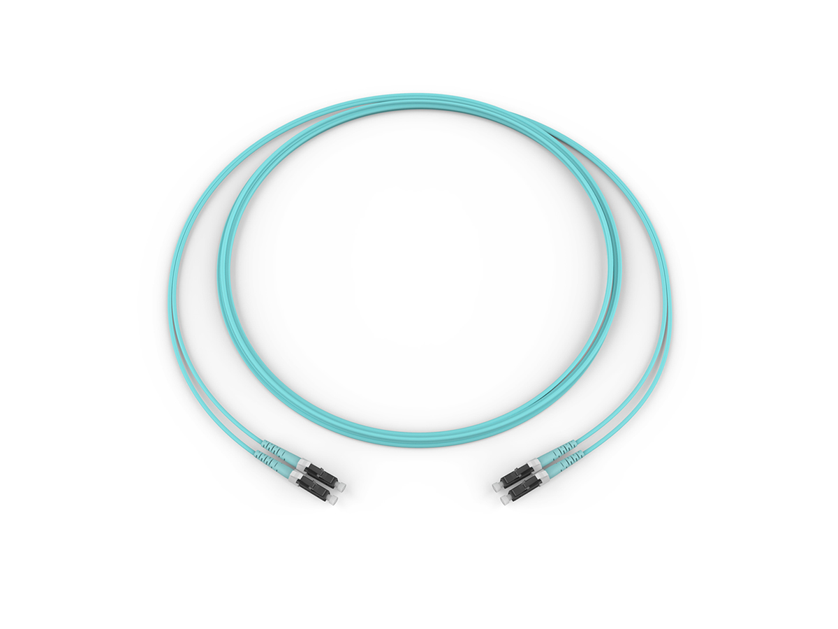 2F, Zipcord Riser, LC Duplex MM to LC Duplex MM, OM3, 50 μm, aqua jacket, 5m