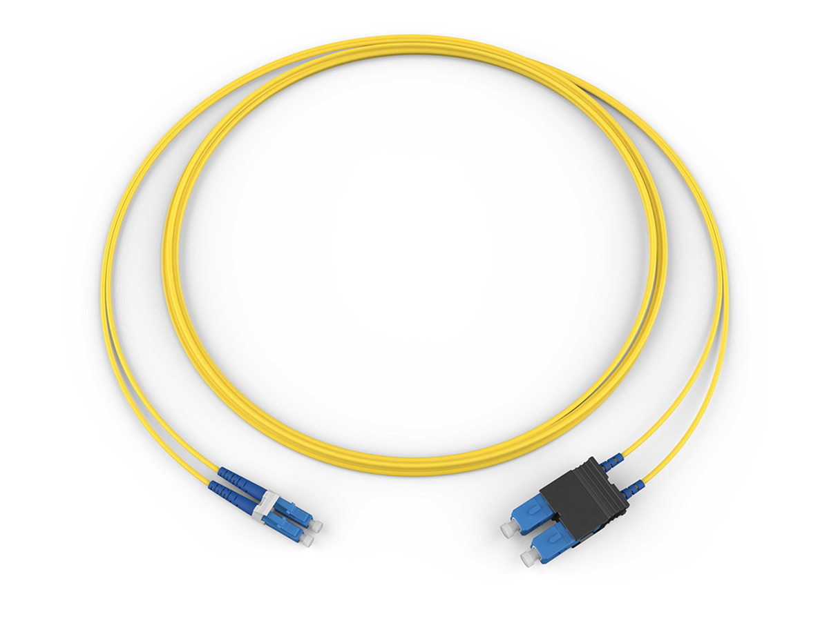 2F, Zipcord Cable, Plenum, 2.0 mm, LC UPC Duplex SM to SC UPC Duplex SM, SMF,  yellow jacket, 5m