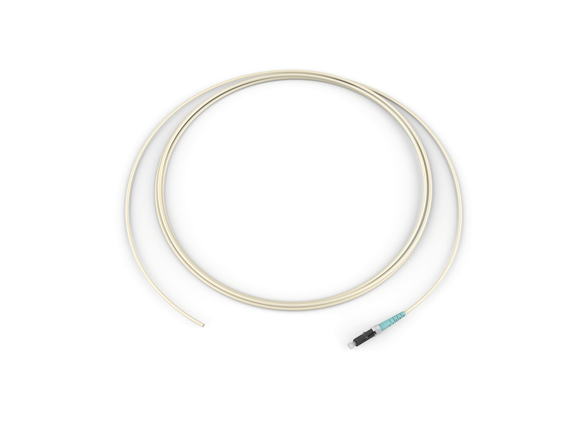Fiber Optic Jumper, 1 F, Pigtail to LC, Tight-Buffered Cable, Riser, 900 µm