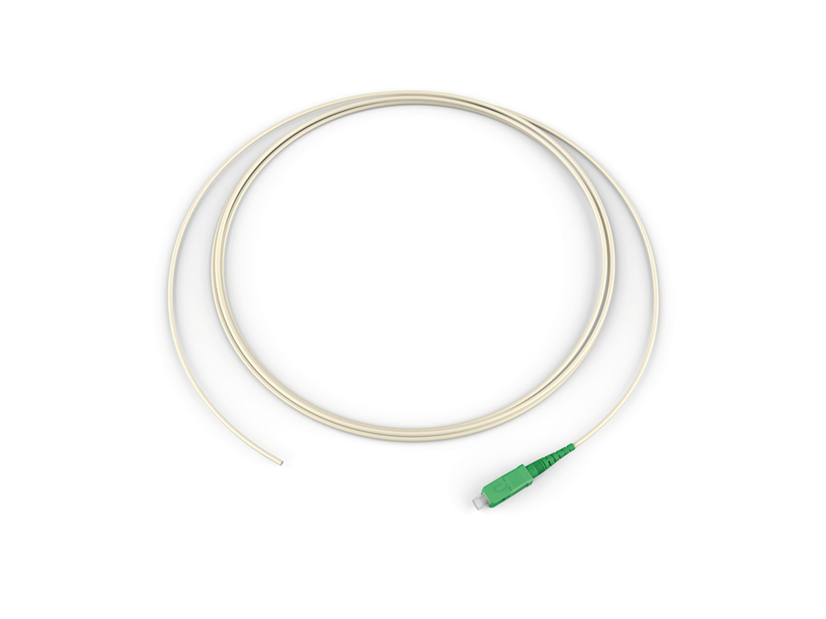 Fiber Optic Jumper, 1 F, Pigtail to SC APC, Tight-Buffered Cable, Riser, 900 µm
