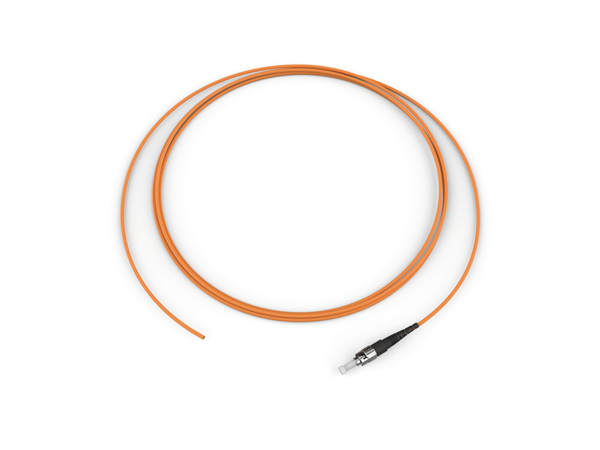 Fiber Optic Jumper, 1 F, Pigtail to ST® compatible, Tight-Buffered Cable, Riser, 2.9 mm