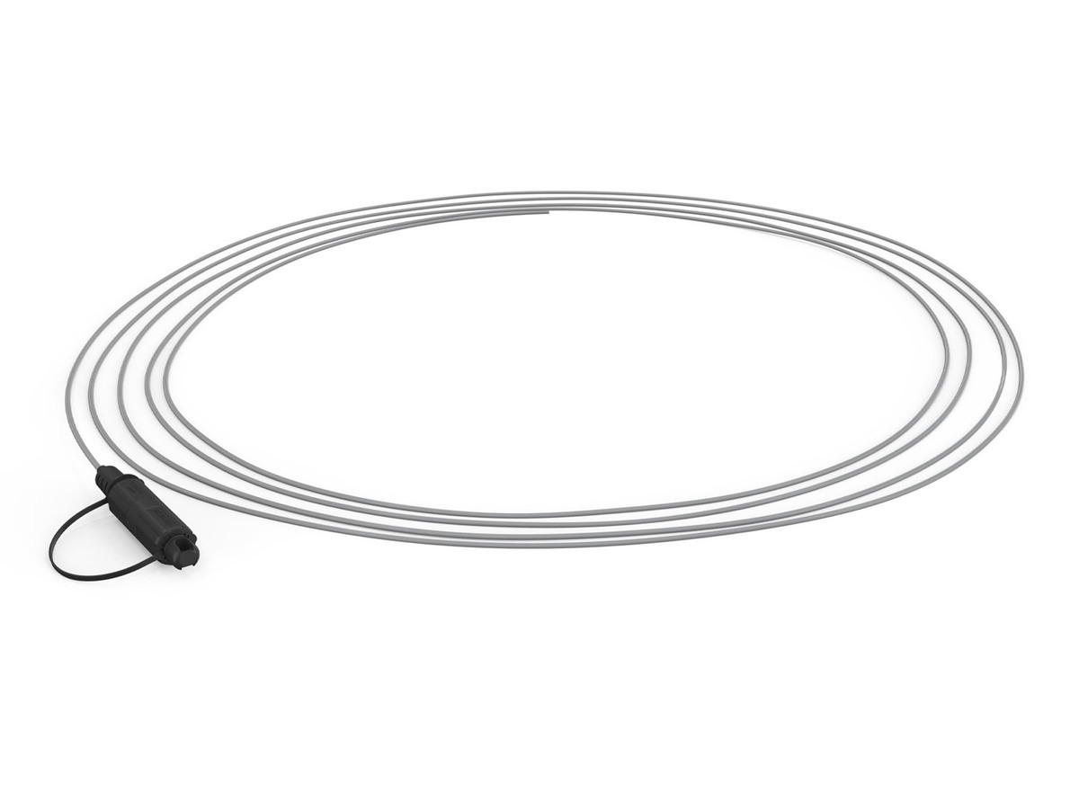 1F, with steel messenger, Low-Friction, LSZH, OptiTap® SC APC to stub end, 0.5dB IL, G.657.A2, gray, individual pack, 50 m