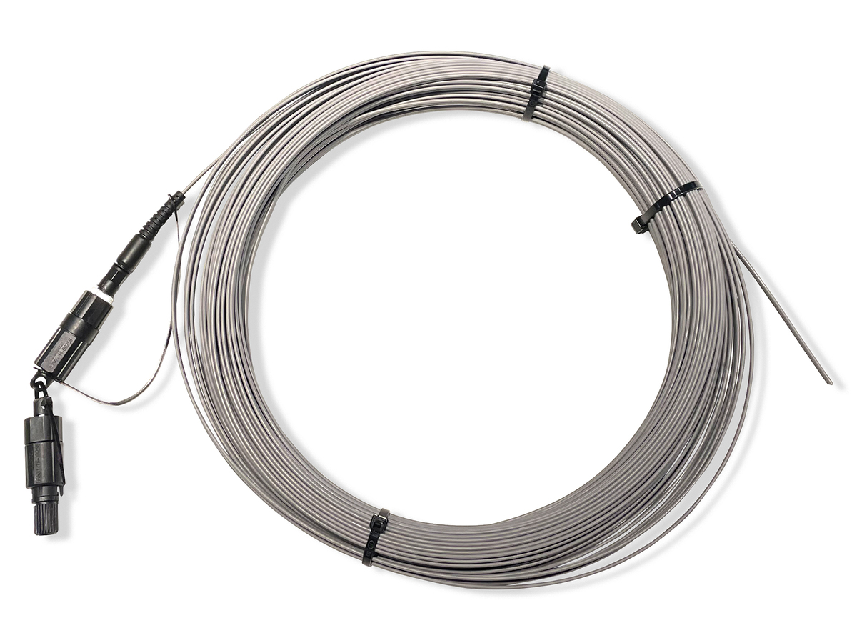 1F, with steel messenger, Low-Friction, LSZH, Multi-interface to stub end, 0.3dB IL, G.657.A2, gray, individual pack, 150 m