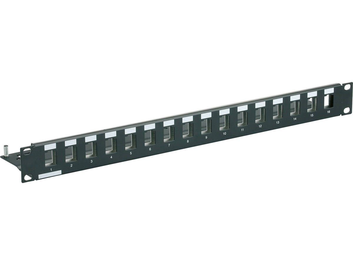 1 HE, flach, 16 Ports VOL-Grundfläche, schwarz und 16 Ports, schwarz