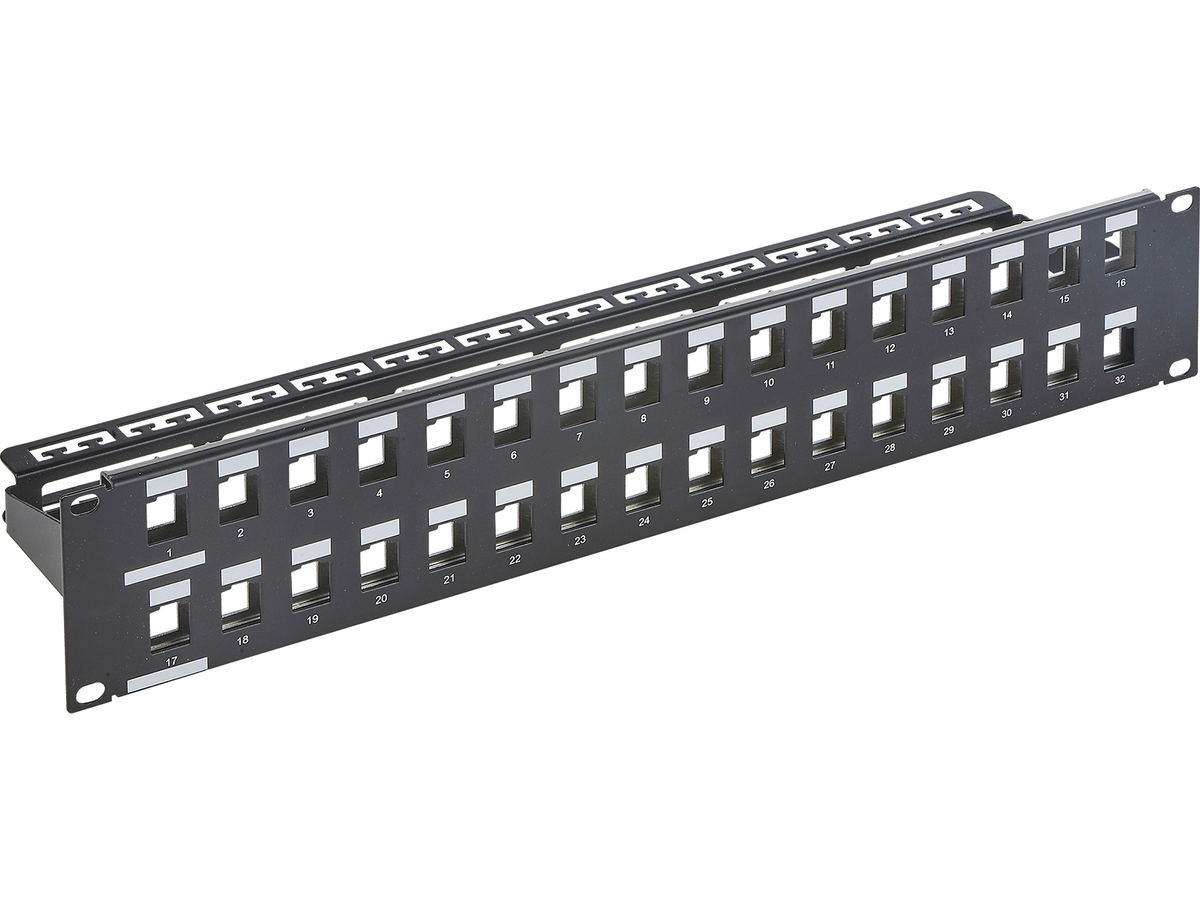 2U, plat, 32 ports, noir