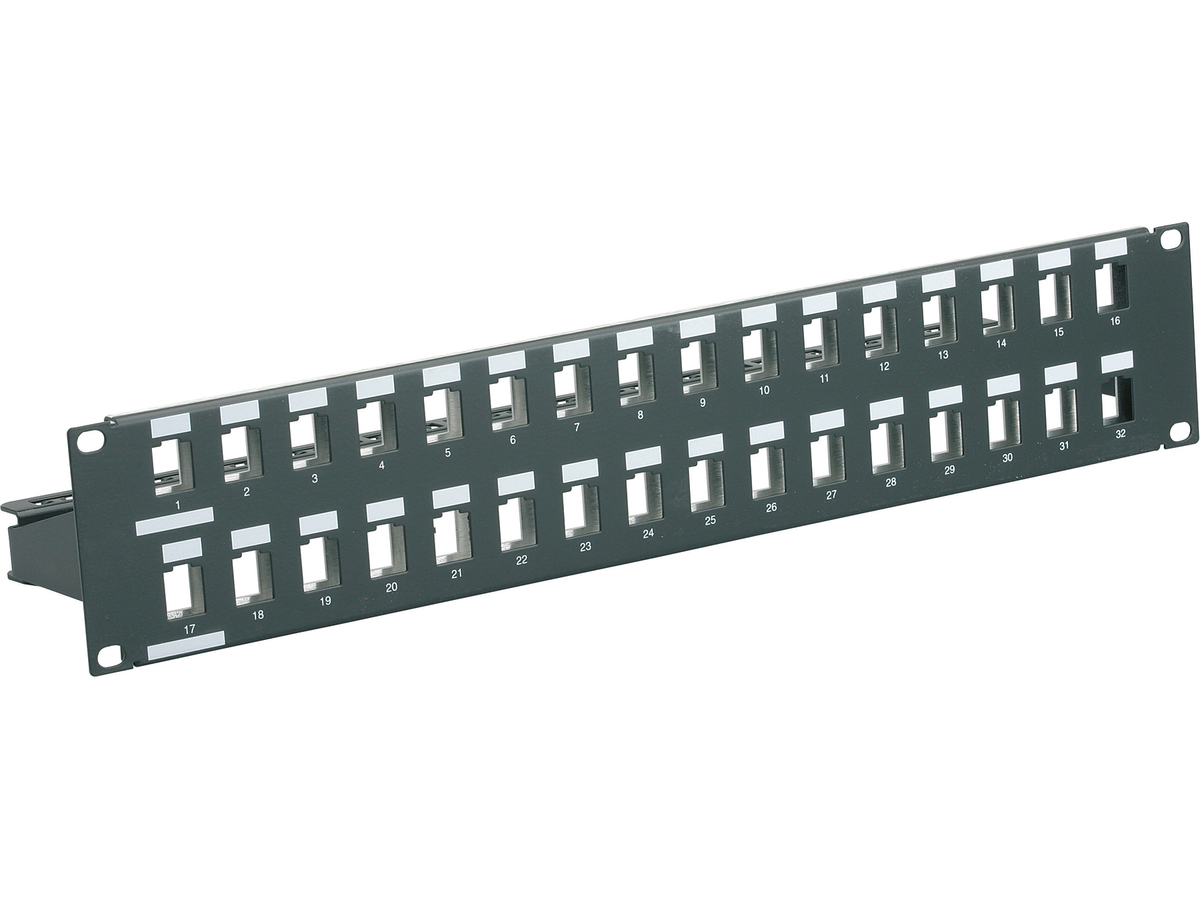 2U, plat, 32 ports, noir