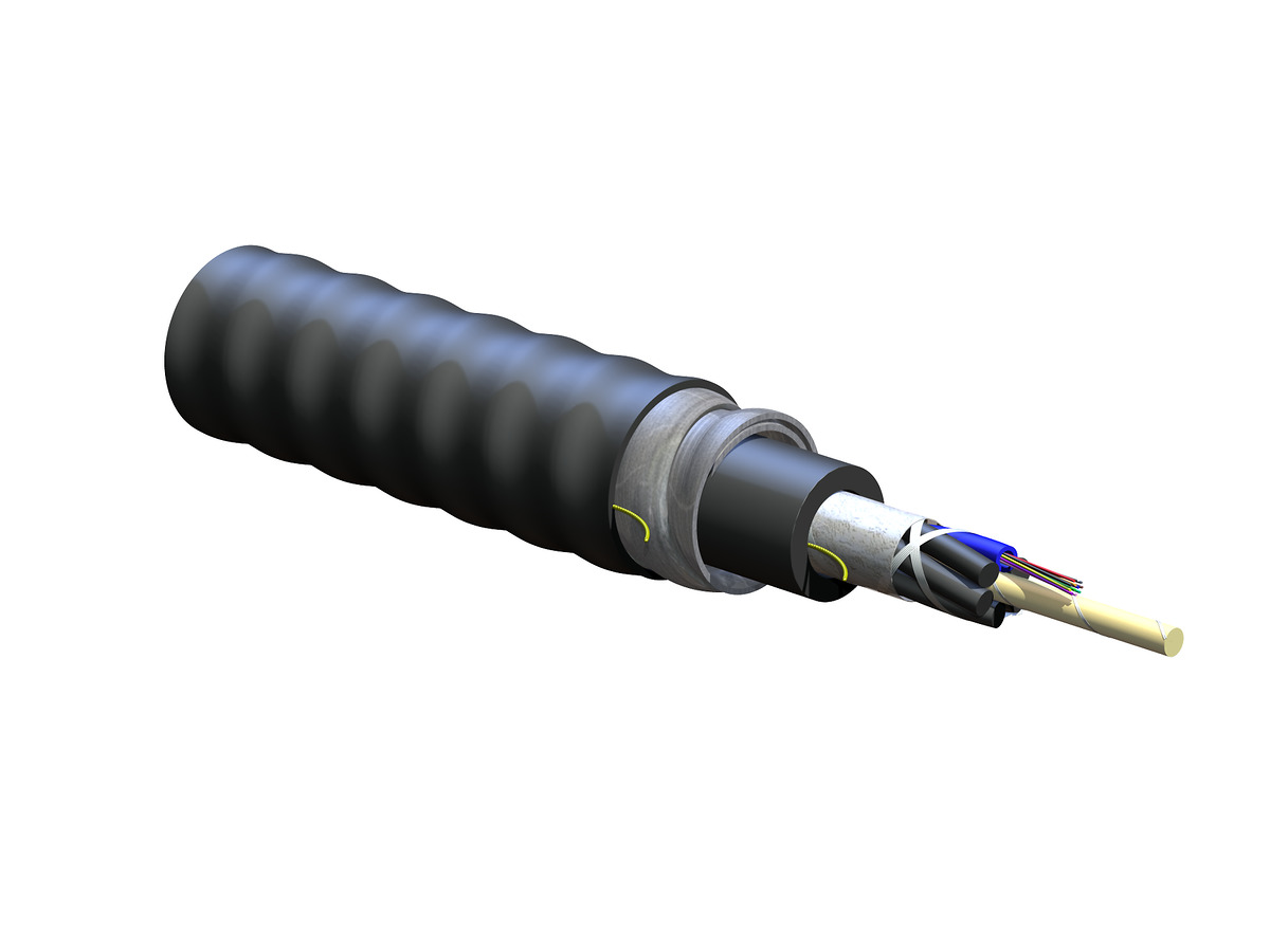 012TSP-T4190DA3 | FREEDM® Loose Tube, Gel-Free, Interlocking Armored Cable,  Plenum 12 F, 50 µm multimode (OM4) | Corning