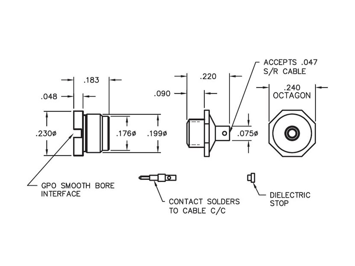 Bulkhead Mount Smooth Bore Thread-on to 0.047 S/R Cable