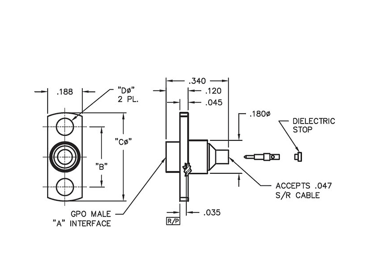 Flange Mount to 0.047 S/R Cable, Full Detent, 0.480 Length, 0.093 Hole Dia.