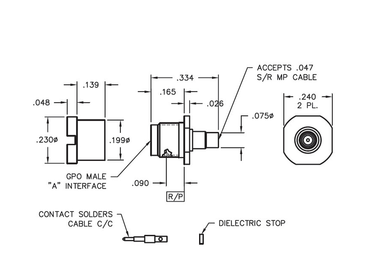 Bulkhead Mount to 0.047 S/R Microporous Cable. FD