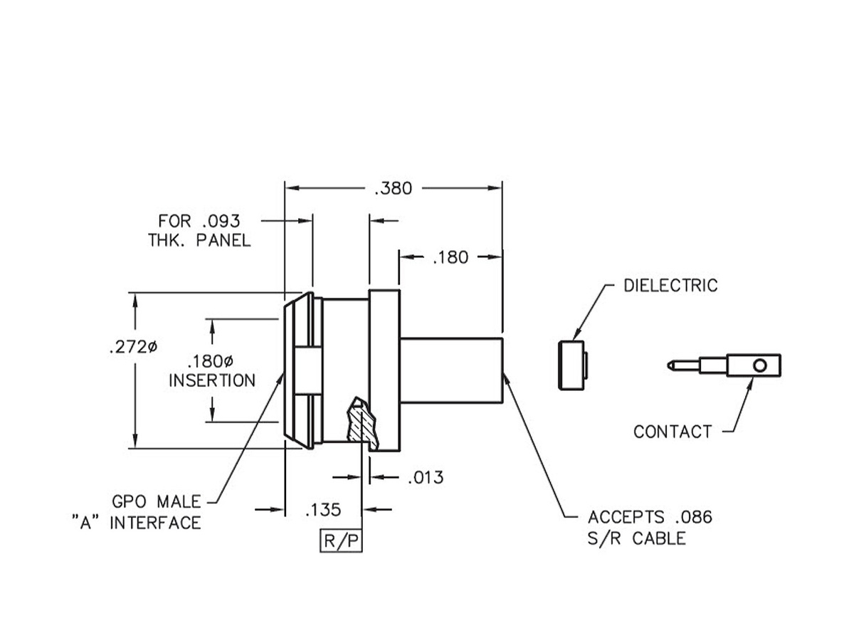 Snap-in to 0.086 S/R Cable, Full Detent, 0.380 Length