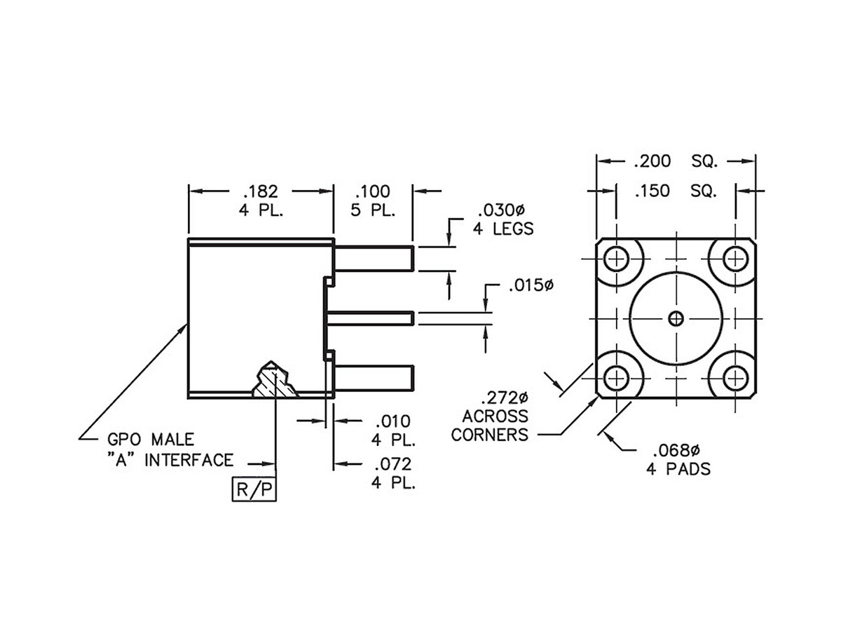 Straight to PCB, Full Detent, 0.200 Square