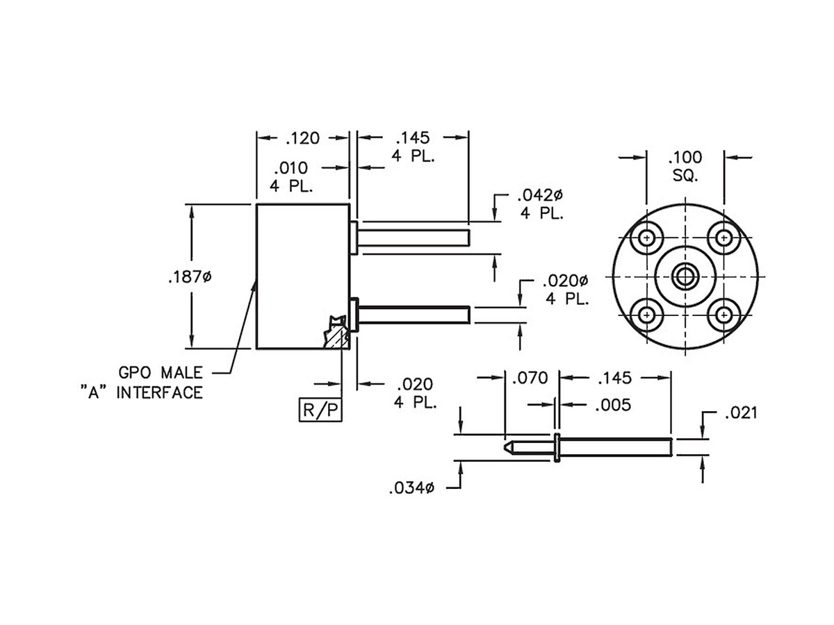 PCB 4 Leg Thru Mount Seperate C/C Center Conductor, FD