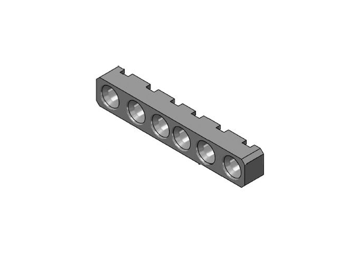 Smooth Bore 6-Position Mounting Block, 1.511 Length, Mating Block: B010-A93-07, Uses Pin: Y071-L02-01