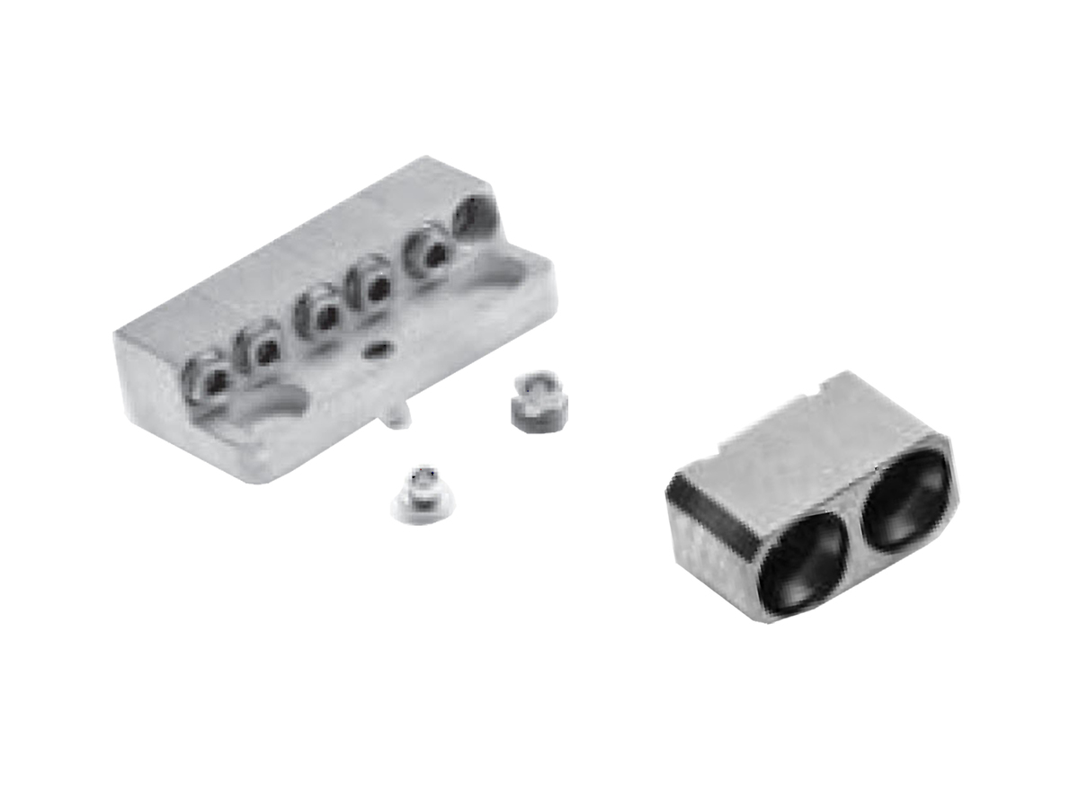 2-Position Smooth Bore Mounting Block, Pre-Tinned, 0.255 Length, Mating Blocks: B007-L45-15, B007-L45-04-TAB