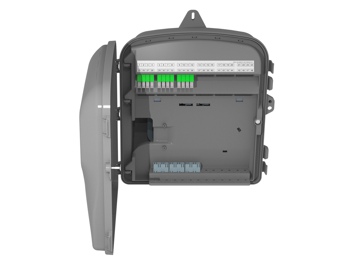 12 port, SC APC, with internal OptiTip®, pinned and internal pigtails for spliced-in drops