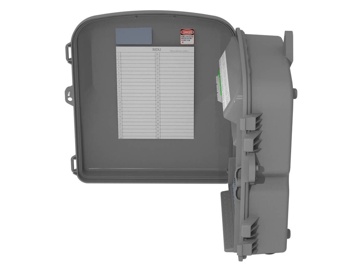 12 port, SC APC, with internal OptiTip®, pinned and internal pigtails for spliced-in drops