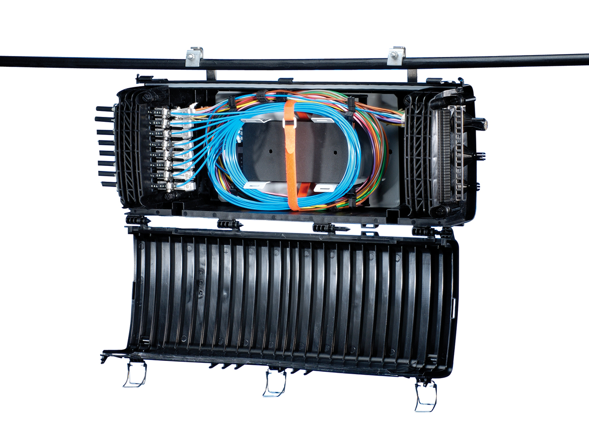 SCA-9T34 Series, standard end caps, direct fusion splicing, 16 drop ports - 8 per side