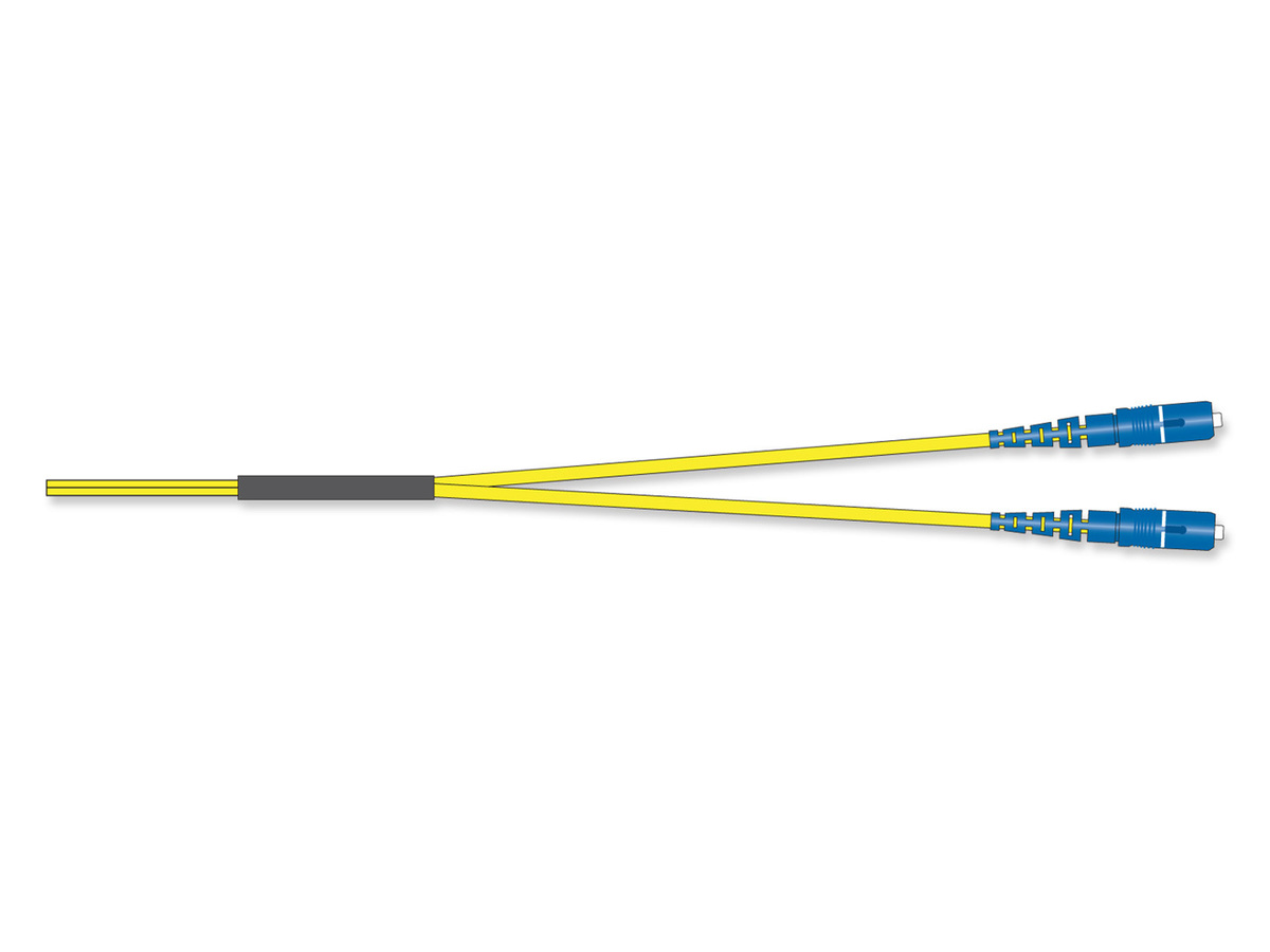 2F, Zipcord Riser, SMF, LC UPC Duplex SM to SC UPC Duplex SM, yellow jacket, 2m