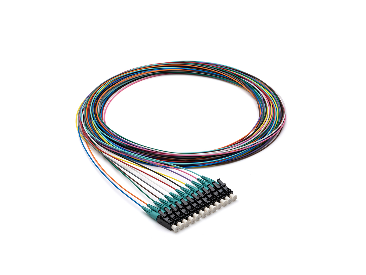 ST® compatible connectors 900 µm LSZH TB3, Metal Bayonet, 50 µm multimode (OM4), 2 m