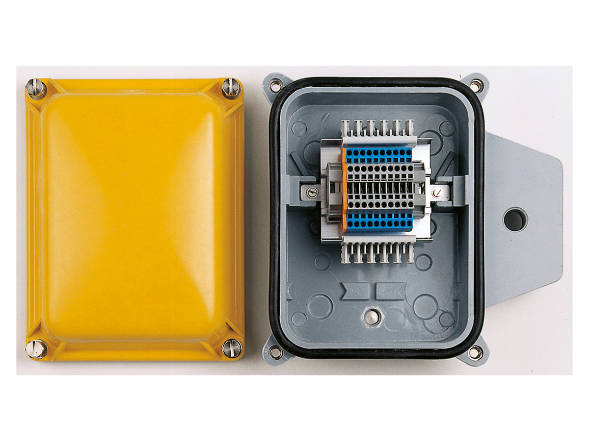 SKV 20 Cage Clamps (Double Level Terminal) for 20 Wires, with Earth Bolt / Base Type B / with yellow Cover