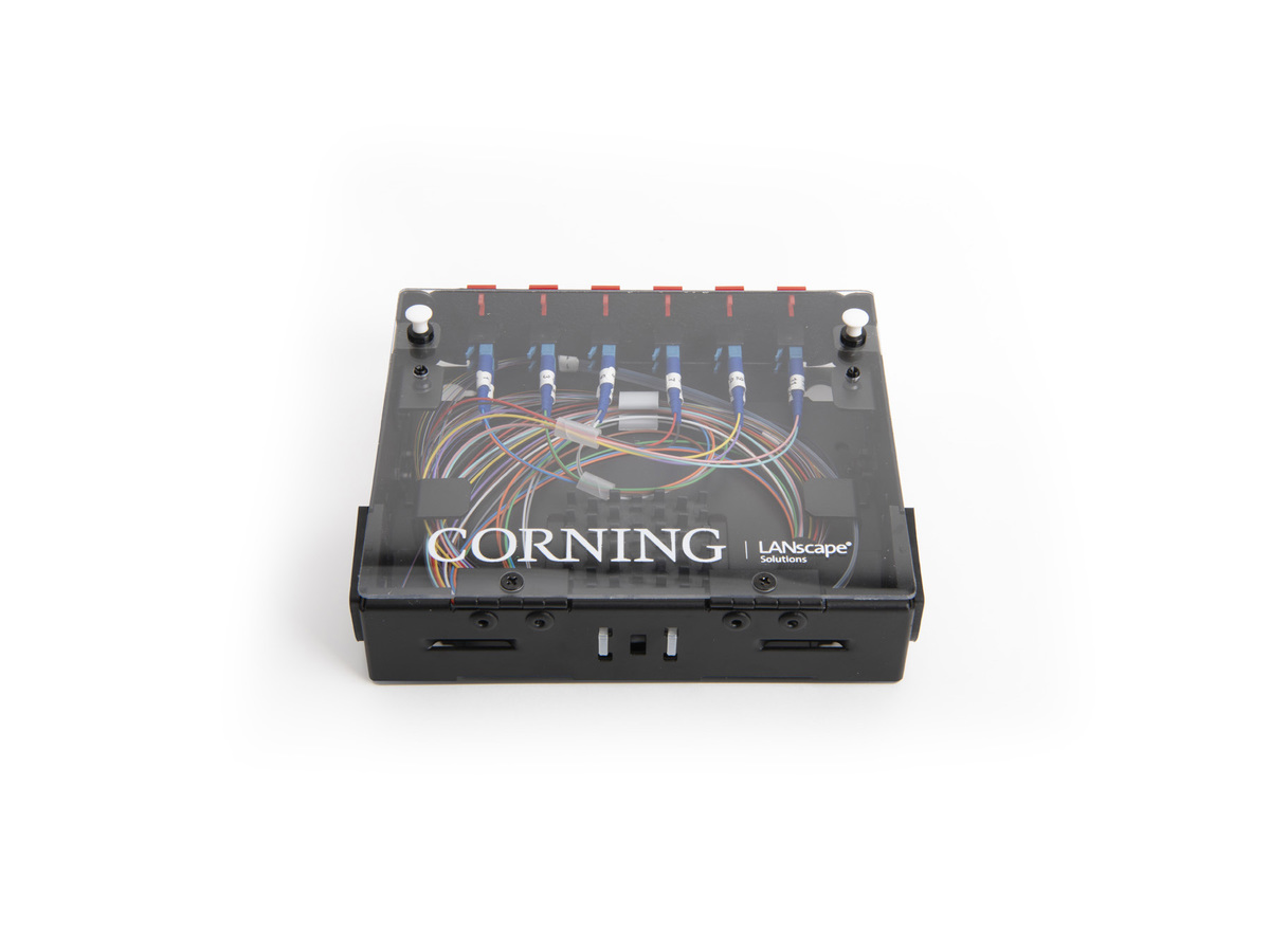 Wall-mountable, holds one CCH connector panel, black, clear door
